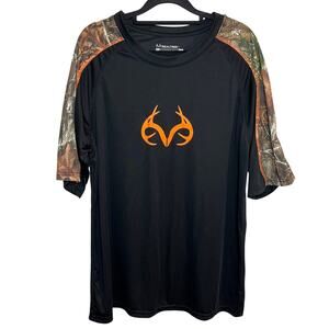 Realtree Staghorn Creek‎ Short Sleeve Camo Black Orange Size Large Hunting Fish